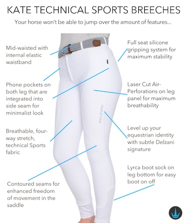 Kate Technical Horse Riding Breeches Features Guide